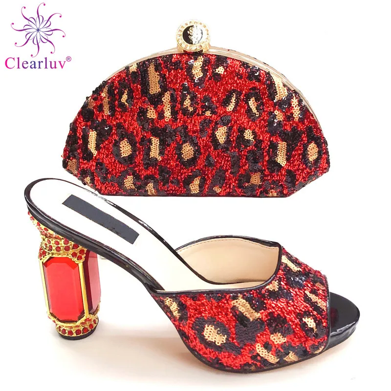 

New Arrival Italian Shoe and Bag Set for Party In Women Summer High Heeled Shoes for Women Designer Shoes Women Luxury 2019