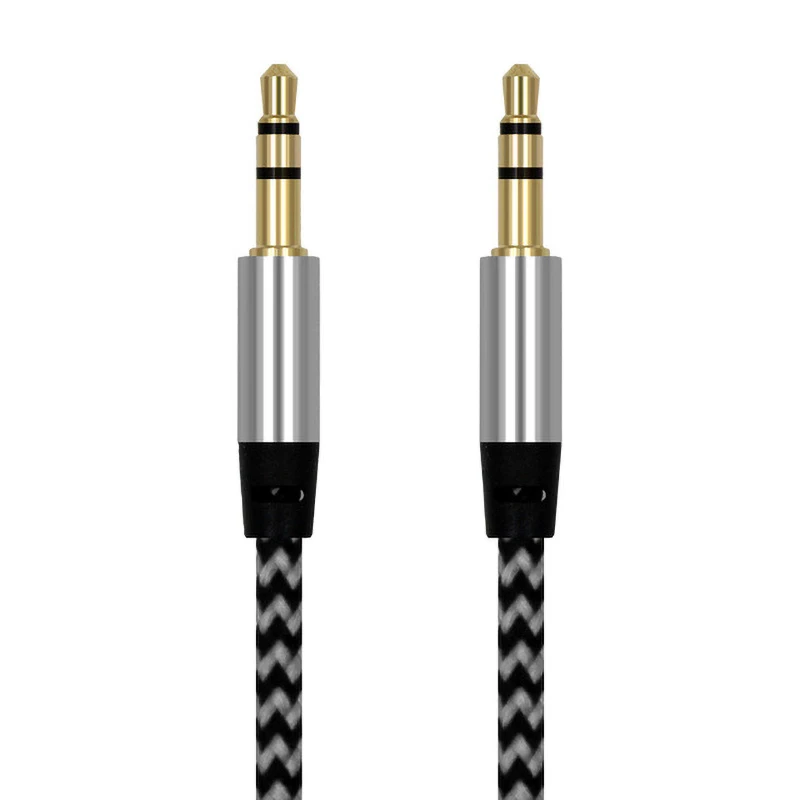 1 м нейлоновый AUX кабель Jack 3,5 мм аудио кабель 3,5 мм разъем для динамика кабель для iphone 6s наушники для автомобиля Xiaomi redmi 5 plus AUX шнур - Цвет: Silver