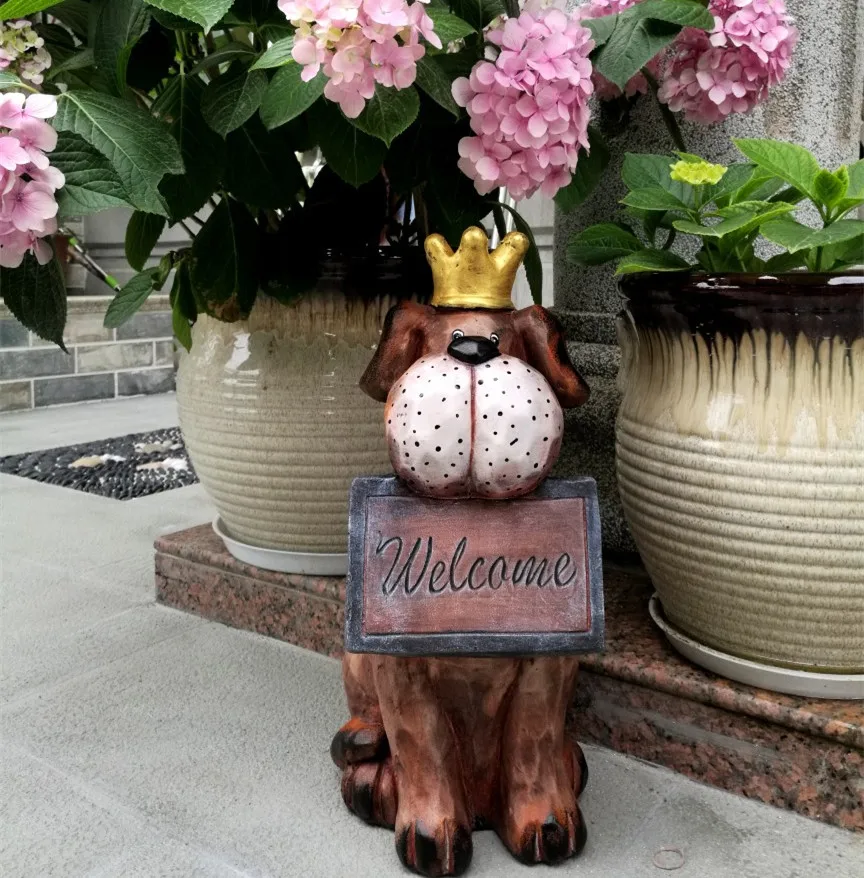 

Resin Dog Welcome Plate Vintage Garden Decoration