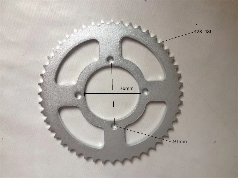 Мотоцикл части заднего звездочка звездочки звезда цепной привод 48 тзуб 428 цепь цепи внутреннее отверстие 76 мм для pitbike МОТОКРОСС Dirt велосипед ямы crf klx ttr запчасти для скутера