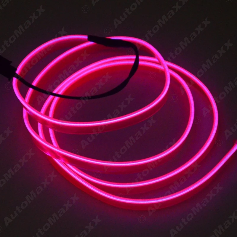 

1Pc 2M Pink Flexible Moulding EL Neon Glow Lighting Rope Strip With Fin For Car Decoration #J-3268