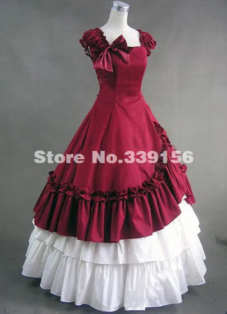 Горячая Распродажа, элегантные красные платья в викторианском стиле с короткими рукавами и бантом, женские бальные платья в викторианском стиле, вечерние платья