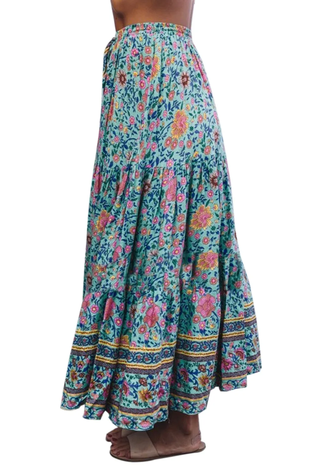 Yellow-Floral-Elastic-Waist-Maxi-Skirt-LC65180-7-3
