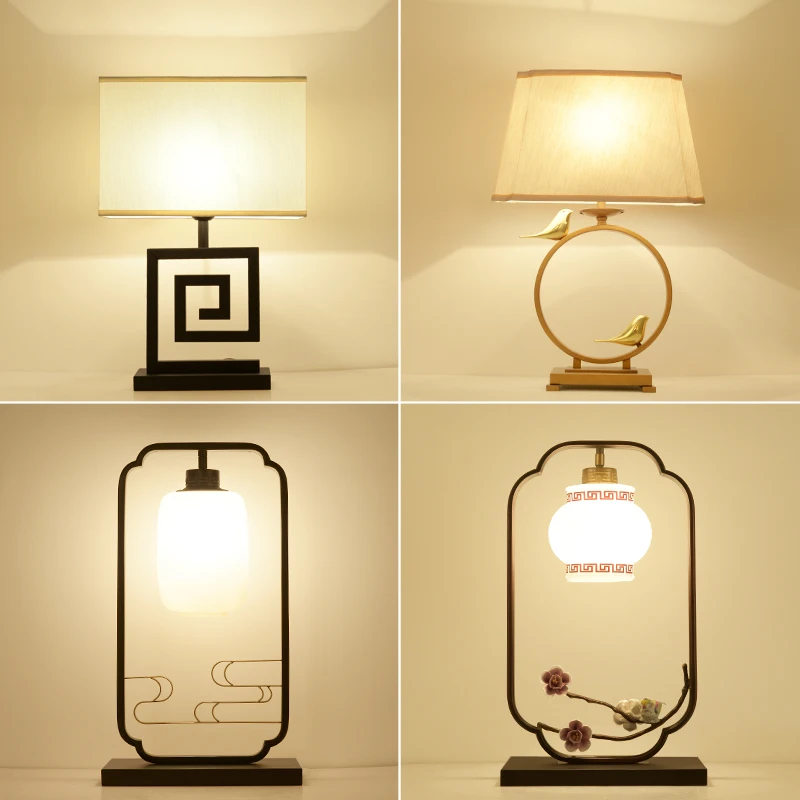 Новая Китайская классическая декоративная лампа, настольные лампы для кровати, прикроватные лампы, ретро железные гостиничные светильники для гостиной, LU628 ZL433