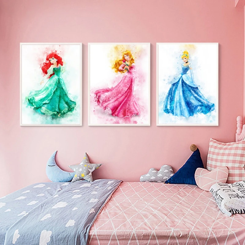 Watercolor Princess Canvas Painting