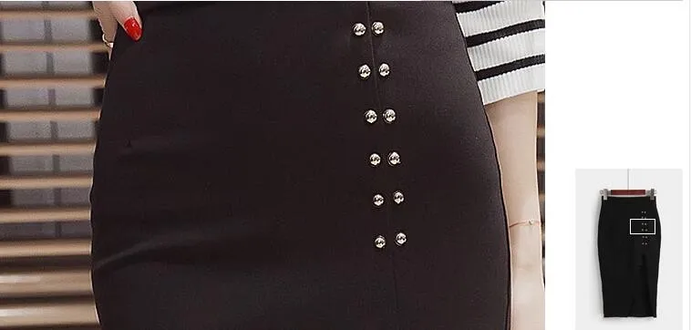 2019 осенние юбки плюс размер Сексуальная юбка офисная Saias Faldas Женская эластичная тонкая высокая талия сплит красный черный шаг юбка карандаш