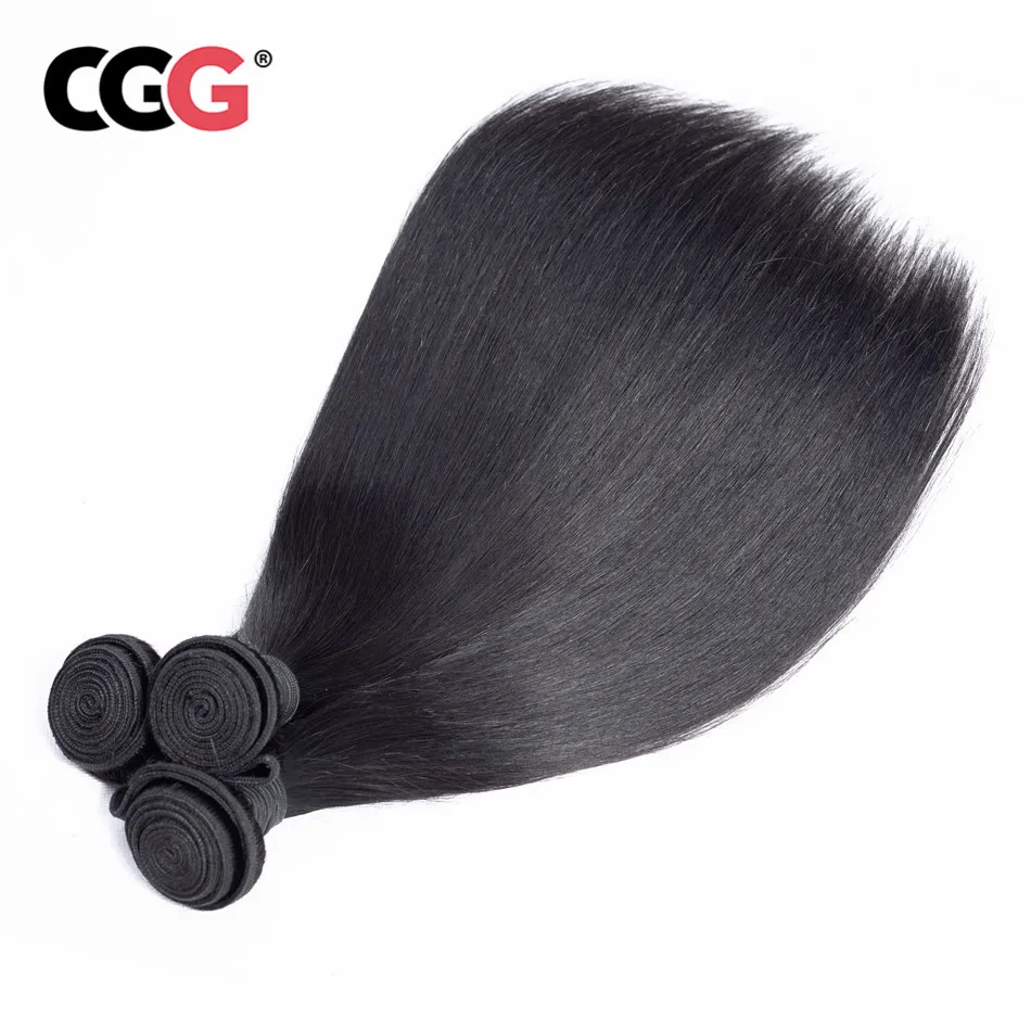 CGG Pacchi Dei Capelli Indiani Diritto Non-Remy Dei Capelli 1 Bundle Capelli Umani Nelle Estensioni Colore Naturale 8-26 pollice Della Macchina A Doppia Trama