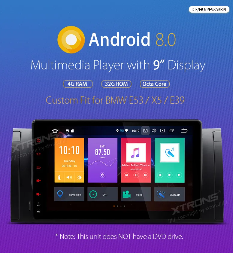 XTRONS 9 ''Android 8,0 Octa Core 1 Din автомобильный DVD плеер радио gps навигации для BMW X5 E53 1999-2005 2006/E39 1995 1996 1997-2003