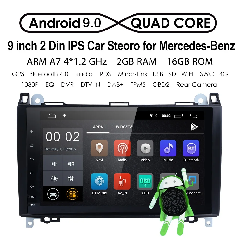 Clearance DSP IPS Android 9.0 4G Car GPS For Mercedes Benz Sprinter B200 B-class W245 B170 W209 W169 radio stereo no dvd player 0