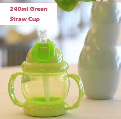260 мл милый ребенок чашки дети учатся для кормления питья воды соломенная ручка бутылки mamadeira Сиппи учебный Поильник Детская кружка для кормления - Цвет: Green Straw Cup