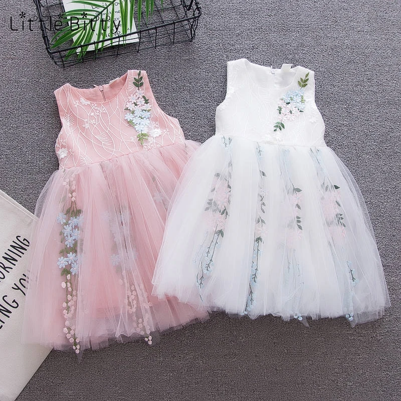 

New Summer Baby Girls Dress Kids Sleeveless Floral Dress Girls Tutu Dresses Vestidos De Novia 2019 Baby Girl Clothes