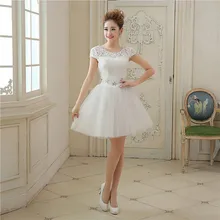 Scoop Neck Lace Tüll Ballkleid Cocktailkleider 2016 Kurzen Ärmeln Kleid Lace Up