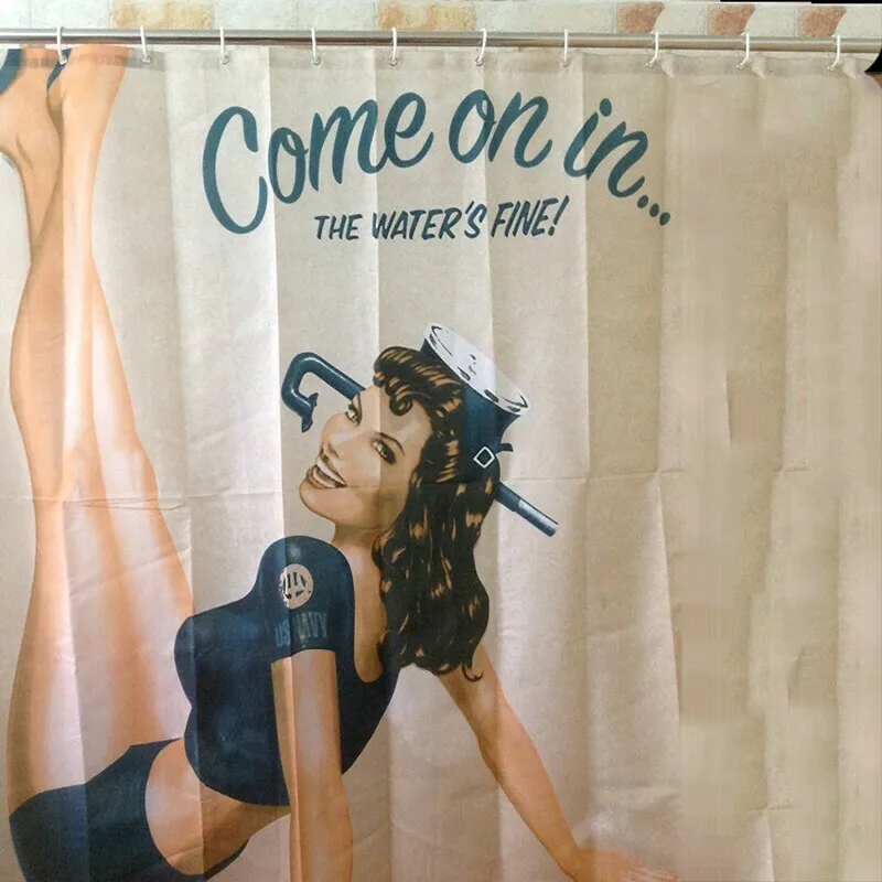 180x180cm Waterproof Shower Curtain With Hooks Sexy Girl