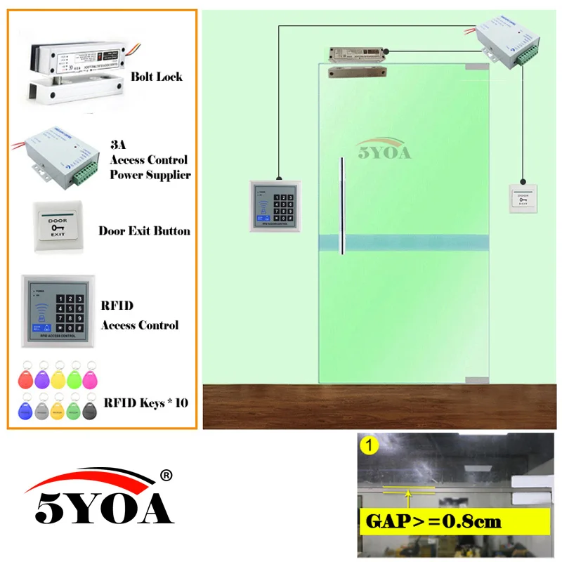 RFID система контроля доступа умный дверной замок Безопасный Комплект Электронный Открыватель ворот домашний гараж цифровой набор электро магнитный - Цвет: ACFLBolt