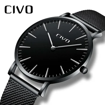 

CIVO Top Brand Watch Men Ultra Thin 6 MM Quartz Watch For Men Women Waterproof Stainless Steel Mesh Business Analogue Watch Mens