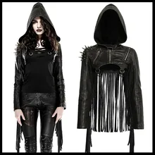 Панк рейв модная Женская Новинка панк Рок куртка индивидуальная кожаная куртка с капюшоном женская короткая панк куртка с кисточками пальто