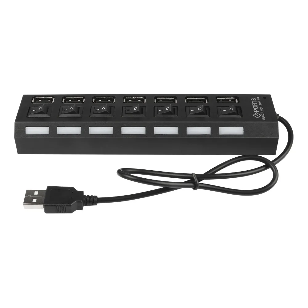 JCKEl Мульти 7 портов USB 2 0 концентратор адаптер высокая скорость с переключателем