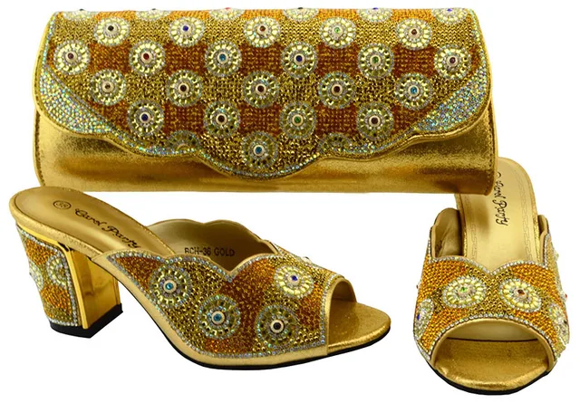 New Arrival 2017 Italian Gold Shoes And Bag Matching Set For African New Arrival 2017 Italian Gold Shoes And Bag Matching Set For African Wedding Party Sandal