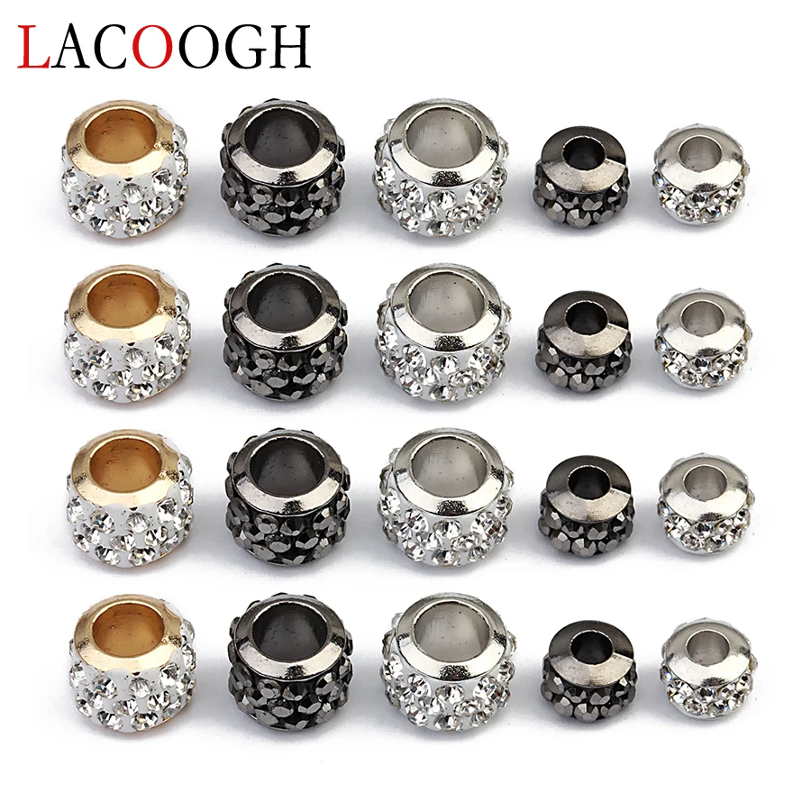

20pcs 3mm 5mm Hole Beads Gold Silver Gunblack Color Loose Spacer Round Crystal Charm Bead 9*7mm 7*5mm for Jewelry Findings