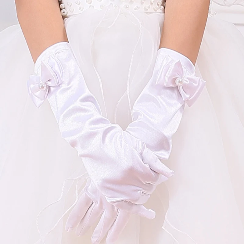 1 пара белый, красный, розовый, синий, фиолетовый, Длинные атласные Элегантные украшения с бантом для невесты FWedding перчатки аксессуары