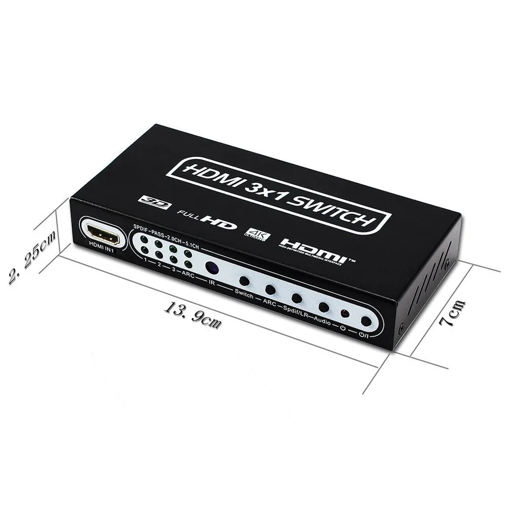 3 порта HDMI переключатель 3x1 аудио экстрактор 4K x 2K 3D ARC EDID Настройка 1 4 v пульт