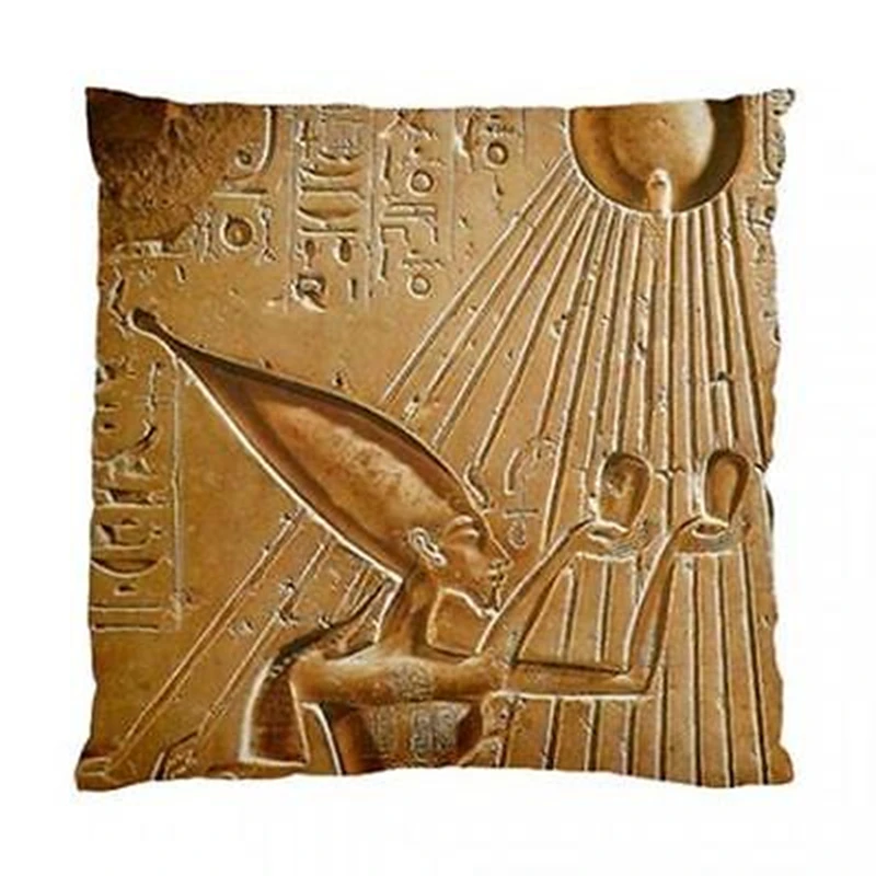 

Retro Akhenaten Egyptian God Cushion Cover Ethnic Ancient Egypt Throw Pillow Case Vintage Home Decor Gifts Mystery Two Sides 18"