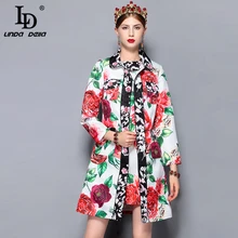 LD LINDA Делла, модная подиумная зимняя куртка, пальто с цветочными пуговицами, элегантная женская верхняя одежда с цветочным принтом, новое модное пальто