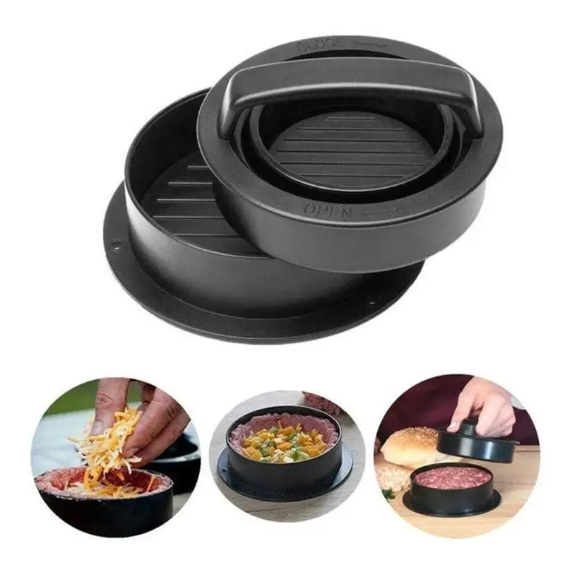 Non-Stick Meat Tools ABS Chef Cutlets Hamburger Forms Burger Maker Mould Press Container Kitchen Cooking Tool Supplier Accessory