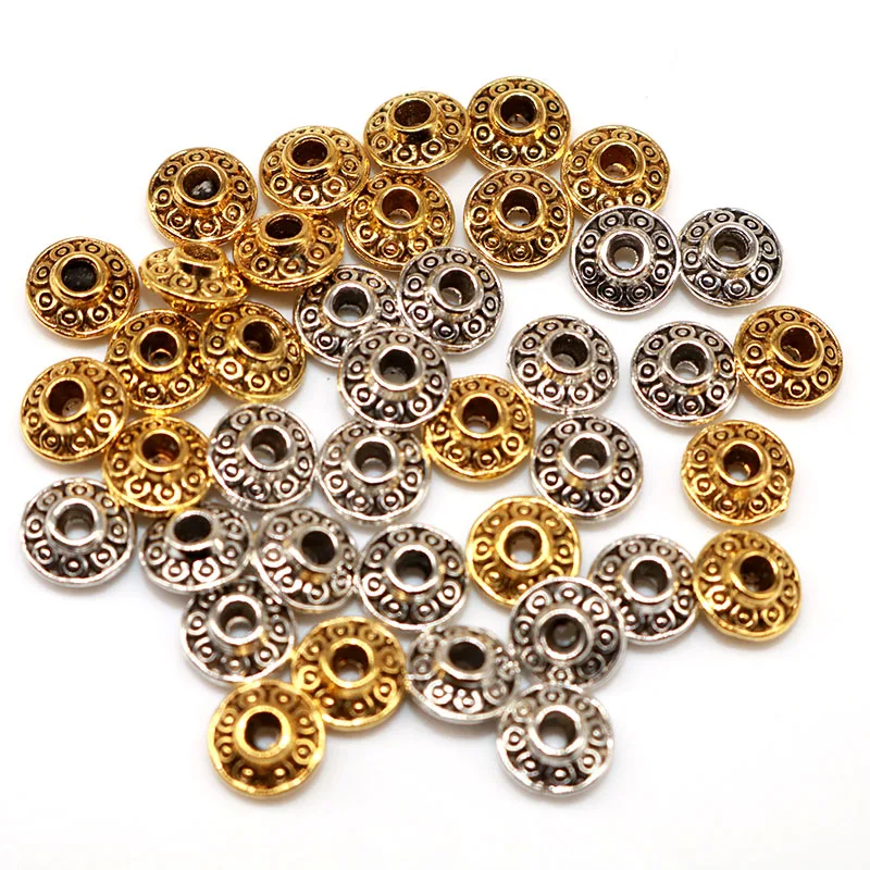 6mm Antique Silver Spacer Beads Tibetan Silver UFO Oval Shape Loose Beads for Jewelry Making Bracelet Handmade Craft