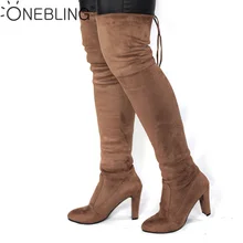 Printemps Automne Femme Bottes De Mode Cuisse Bottes À Hauts Talons Sexy sur le Tronçon Du Genou Silm Boot pour Femmes Overknee Chaussures troupeau