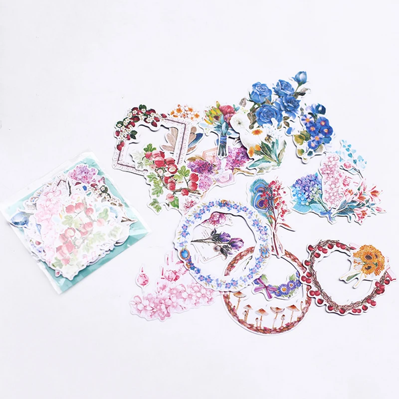 

20 pcs/bag beautiful flowers paper sticker children diy Handmade Gift Card photo album Scrapbook diary kawaii decoration sticker
