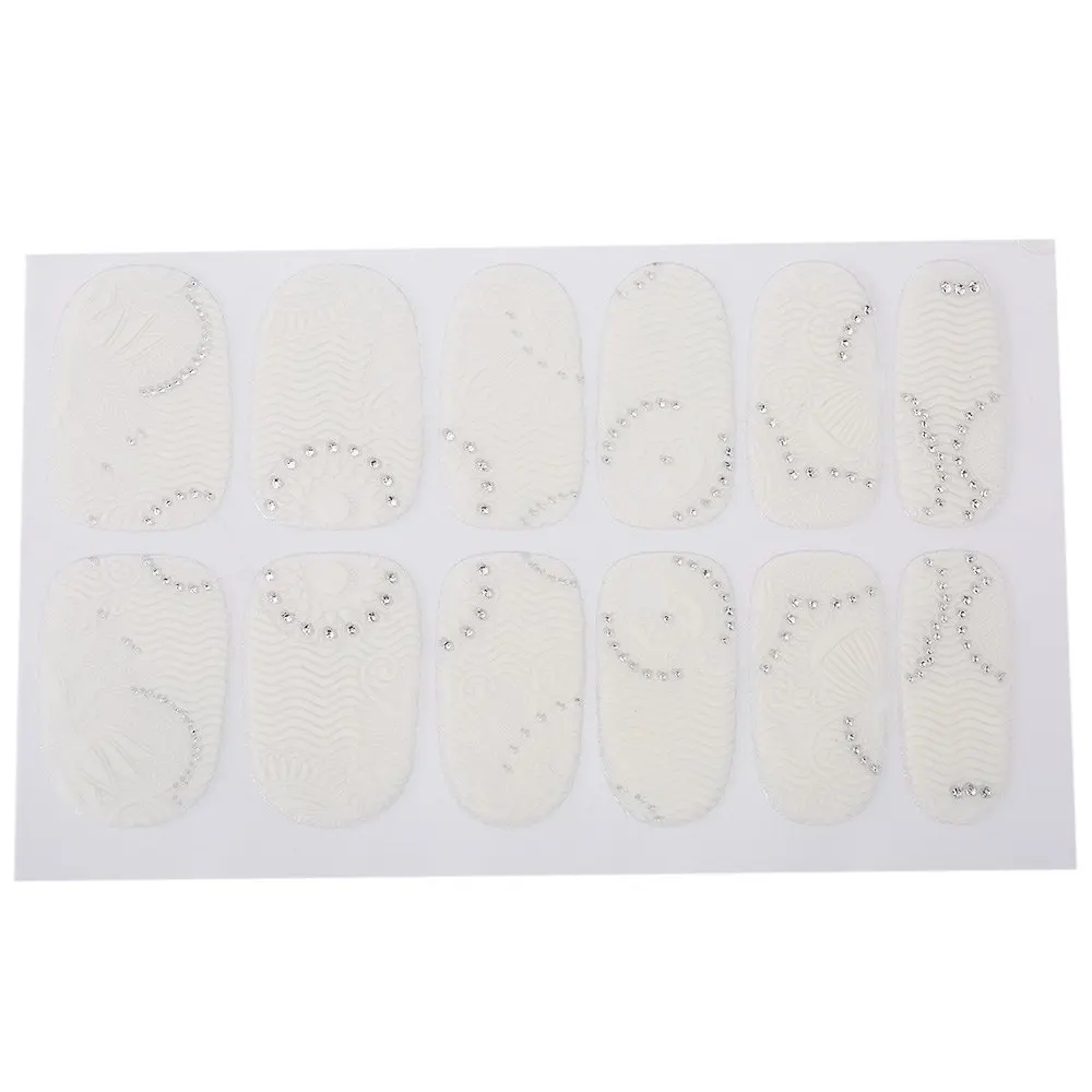 

New Arrive Fashion Nail Art Sticker Colorful 10pcs Charming Diamond Decorations Stylish White Lace Nail Stickers For Girls Women