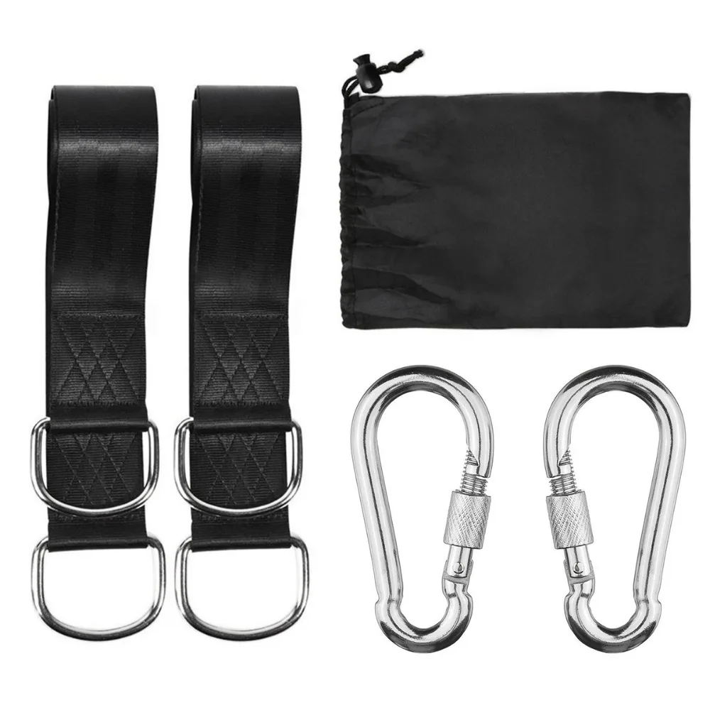 

High density nylon hammock Straps & Belts with 2 Carabiner with Storage bag Car tow rope Outdoor Furniture Hammocks accessories