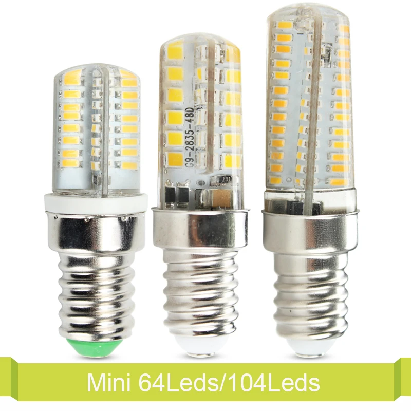 

Mini Corn Bulb 64 leds 104 leds SMD3014 5W 9W Cold White Light Silicone E14 LEDs Bulb Lamp For Living Room Bedroom Spotlight