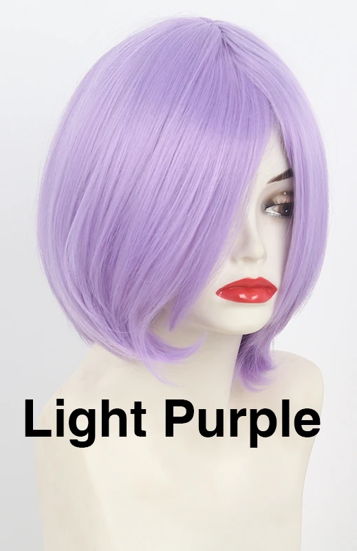 Волосы SW Короткие прямые женские синтетический парик Боб с длинной челкой для косплея или ежедневного использования оранжевый/красный/фиолетовый/белый - Цвет: Фиолетовый