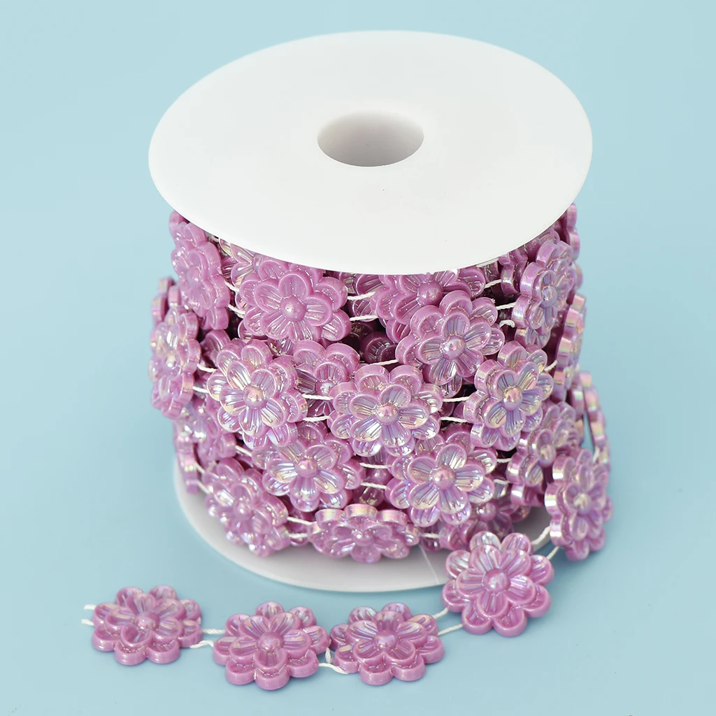 5 yards 25mm Flower Pearl Rhinestone Chain Sew On Trims Wedding Dress Decor
