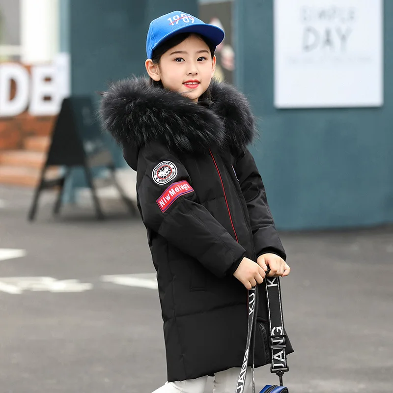 

HYLKIDHUOSE 2018 Winter Baby Girl Boys Duck Down Coat Windproof Outdoor Children Long Style Jackets Warm Outerwear Parkas