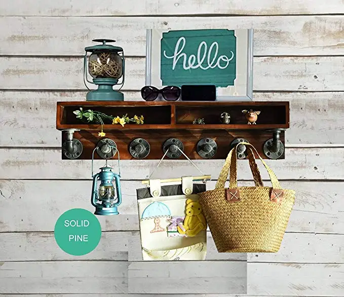 

Buy 1 Get 1 Free Wall Shelf Wall-hung Wooden Decorative Sundries Storage Box Prateleira Hanger Organizer Pipe Rack Wall Shelf