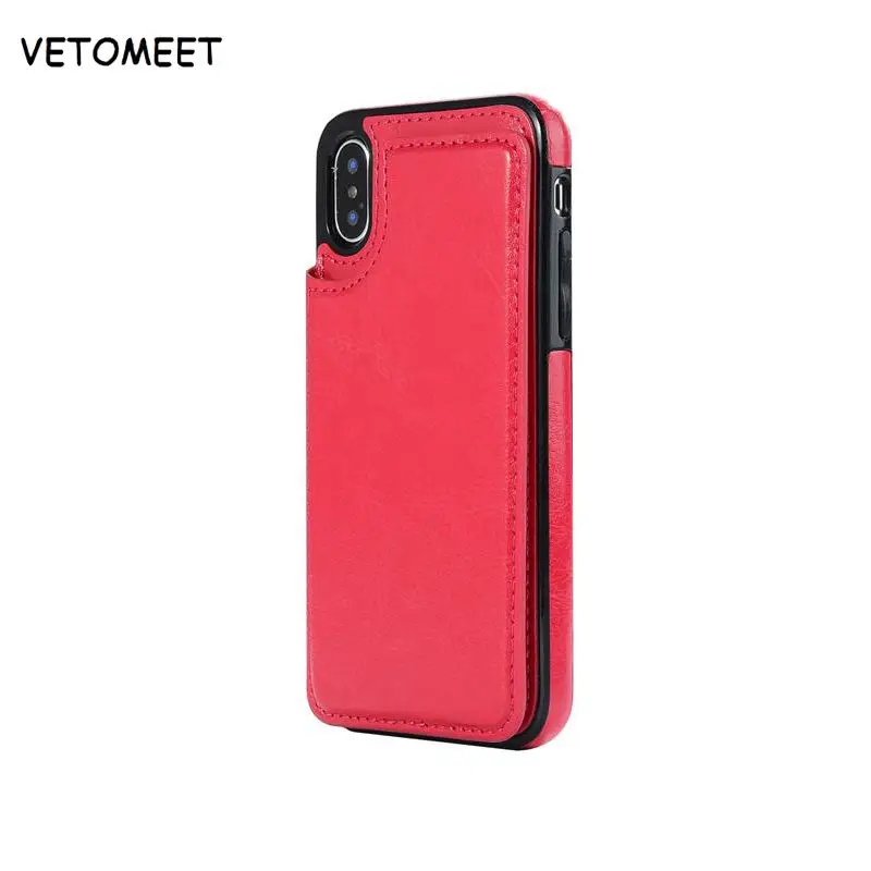 

VETOMEET Case For iPhone X XR XS MAX 8 7 6 Plus Wallet Card Case Flip Holder Back Cover For Samsung S10 S9 S8 S7 Edge Plus Note9