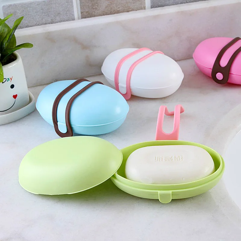 4 Colors Silicone Soap Box Dishes Soap Holder Portable Cassette Cover