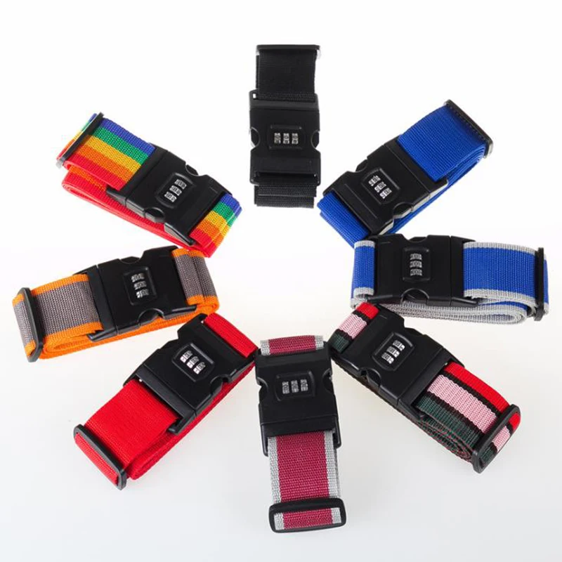 

Luggage Straps Packing Adjustable Travel Suitcase Belt Password Lock Buckle Luggage Protective Strap Boarding Tag Address Label