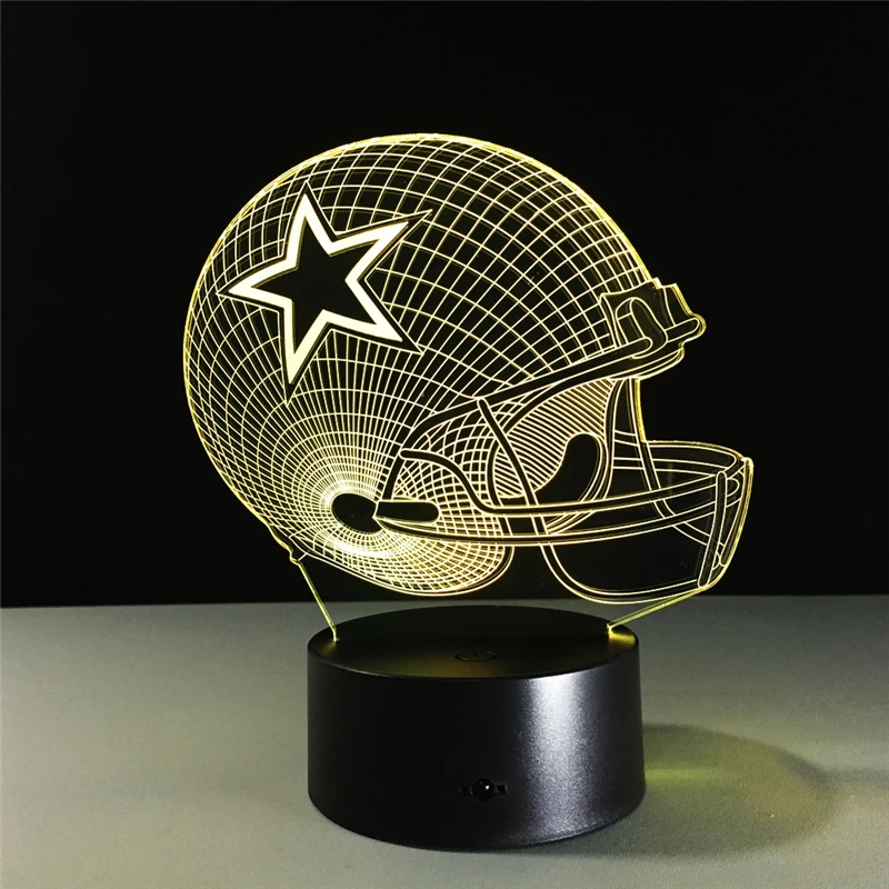 Dallas Cowboys casco lamparas 3d led lámpara 7 colores cambio acrílico USB LED lámpara de mesa niños regalo creativo noche lámpara decoración del hogar Dallas Cowboys casco lamparas 3d led lámpara 7 colores cambio acrílico USB LED lámpara de mesa niños regalo creativo noche lámpara decoración del hogar