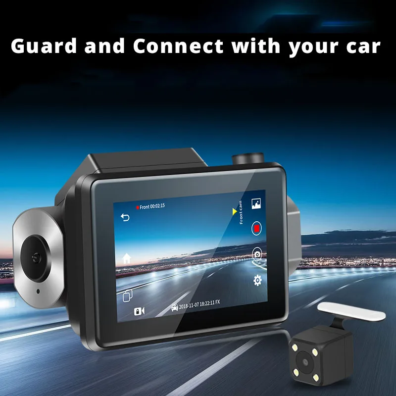 3G Автомобильный видеорегистратор с Android GPS log двумя объективами 1080p WIFI
