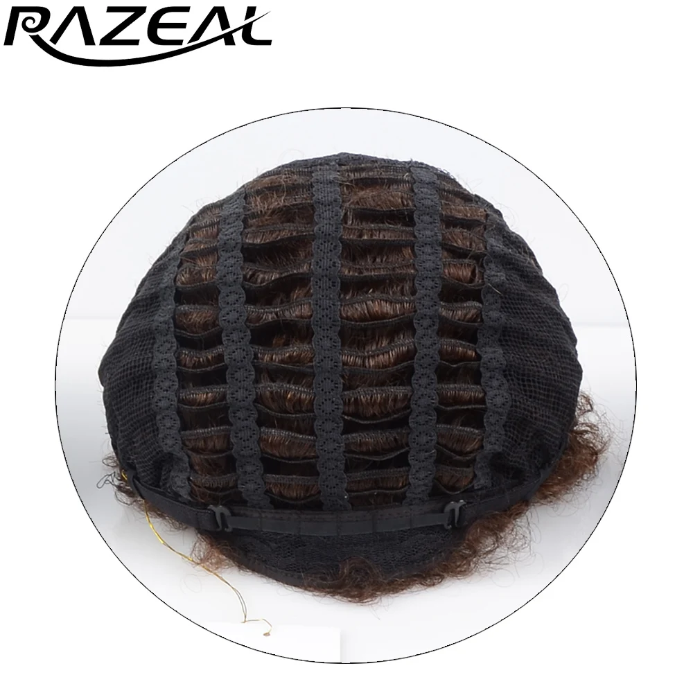 Razeal афро кудрявый парик 6 дюймов 110 г синтетические Короткие парики афроамериканцы Косплей парики