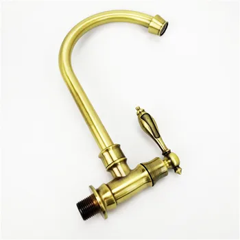 

Antique brass faucet retro kitchen faucet wall mounted single cold faucet for Kitchen balcony mop pool
