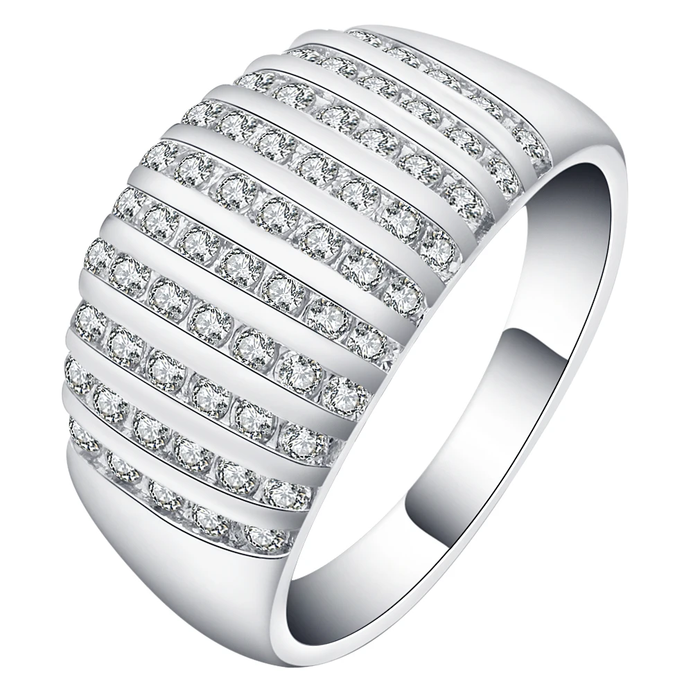 

white Gold Color Wide Charms Big Rings for Women Luxury Bijoux Ring Female silver color Anillos Mujer Party Jewerly