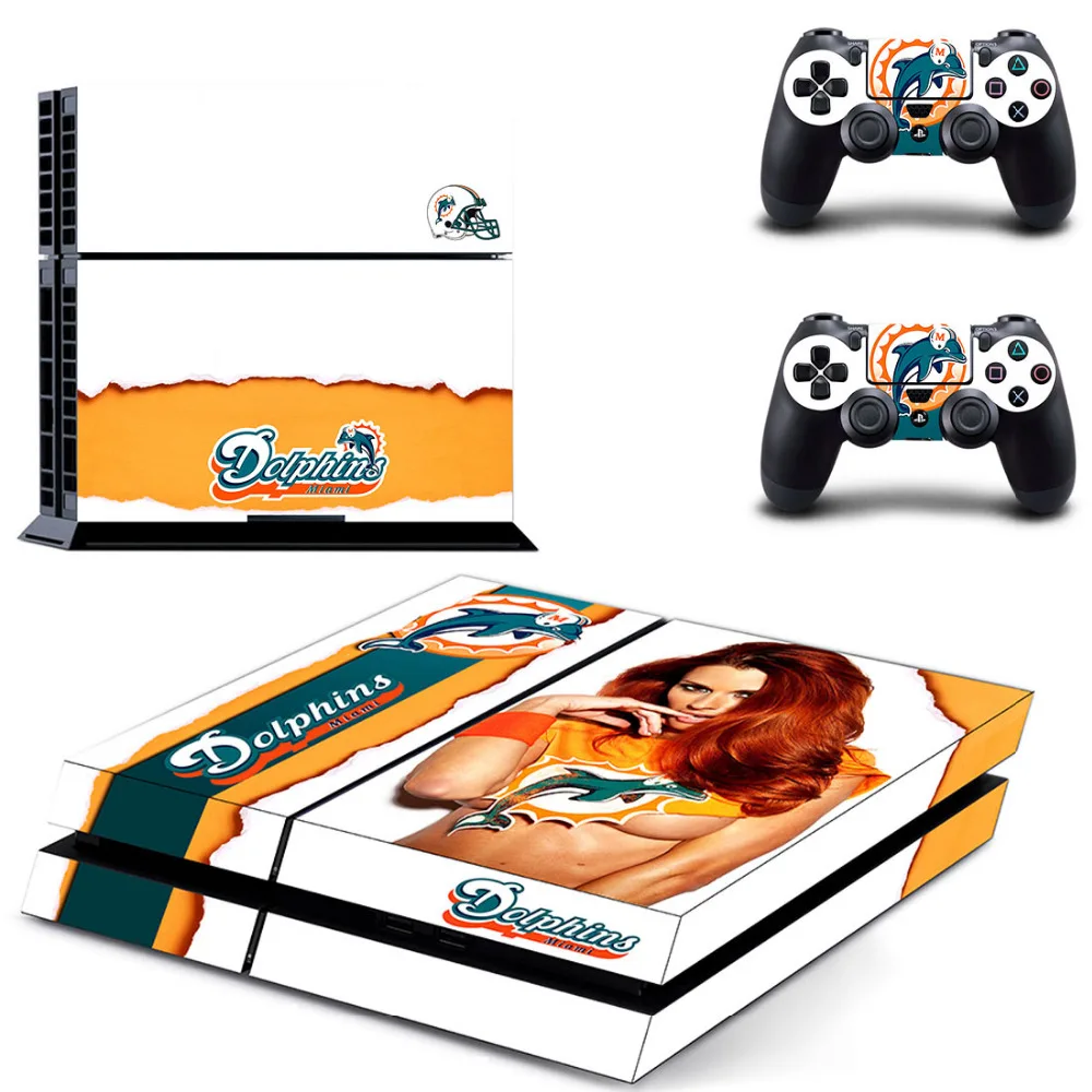 Новый Miami Dolphins PS4 Наклейку Кожи Для Sony Playstation 4 Консоли защитная пленка и 2 Шт.