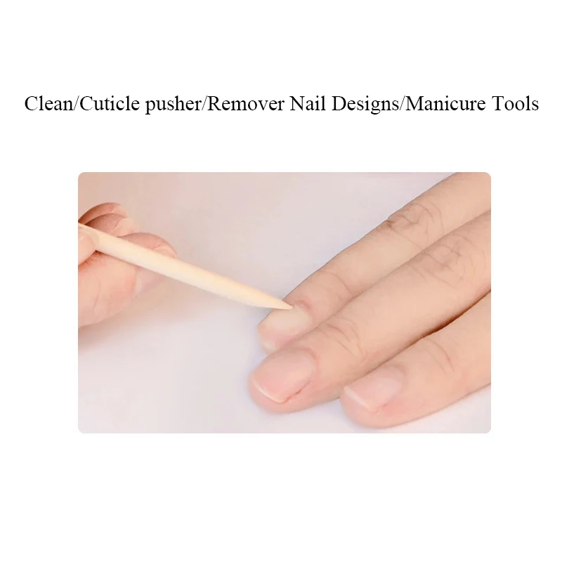 100 pcs Wooden Cuticle Pusher Nail Art Cuticle Remover Orange Wood Sticks For Cuticle Removal Manicure Nail Art Tools