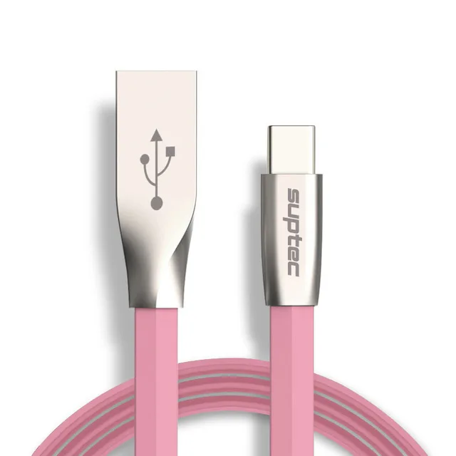 SUPTEC цинковый сплав usb type C быстрый заряд кабеля провод для Samsung S9 S8 Xiaomi Redmi Note 7 Oneplus 7 Pro мобильный телефон USB-C - Цвет: Pink