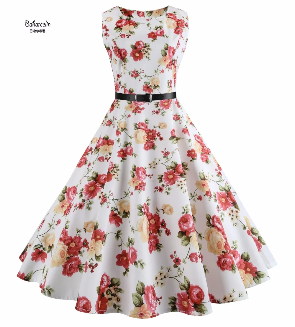 Baharcelin Vestidos New Summer Dress Sleeveless Vintage Floral Printed Women Girl One Piece Knee Length Dresses Clothing Summer Dress Knee Length Dressdress Sleeveless Aliexpress